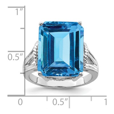 Sterling Silver Swiss Blue Topaz Checker-Cut Ring – view 4