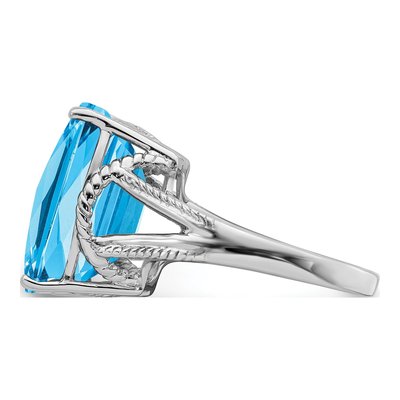 Sterling Silver Swiss Blue Topaz Checker-Cut Ring – view 5