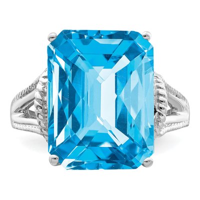 Sterling Silver Swiss Blue Topaz Checker-Cut Ring – view 6