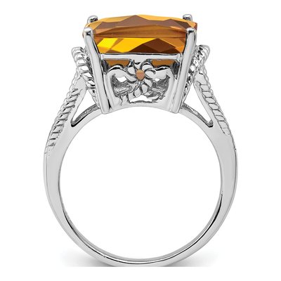 Sterling Silver Whiskey Quartz Whiskey Checker-Cut Ring – view 3