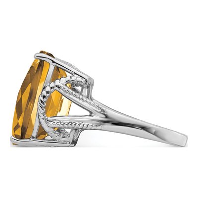 Sterling Silver Whiskey Quartz Whiskey Checker-Cut Ring – view 4