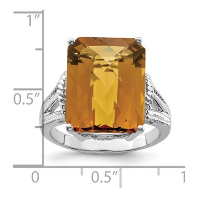Sterling Silver Whiskey Quartz Whiskey Checker-Cut Ring – view 5