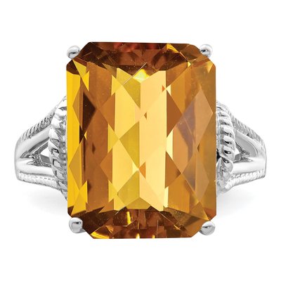 Sterling Silver Whiskey Quartz Whiskey Checker-Cut Ring – view 6