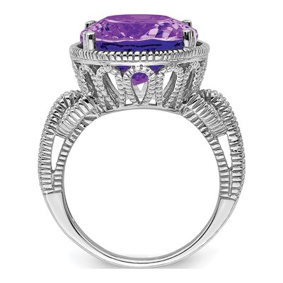 Sterling Silver Amethyst Oval Ring – view 2