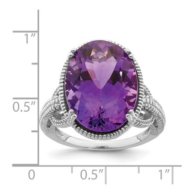 Sterling Silver Amethyst Oval Ring – view 3