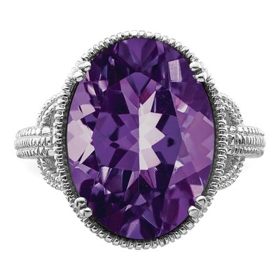 Sterling Silver Amethyst Oval Ring – view 5
