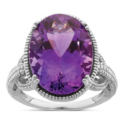 Sterling Silver Amethyst Oval Ring