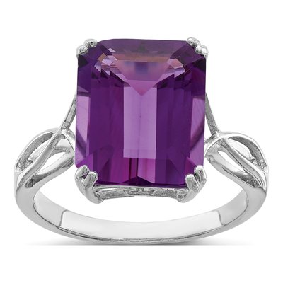 Sterling Silver Amethyst Octagon Ring