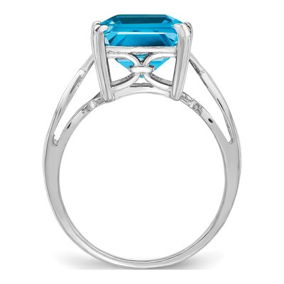 Sterling Silver Swiss Blue Topaz Octagon Ring – view 3