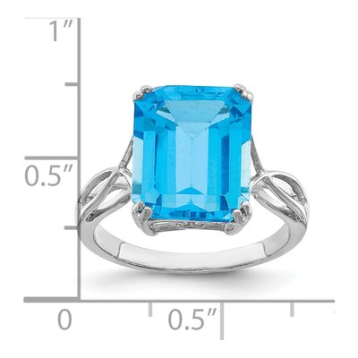 Sterling Silver Swiss Blue Topaz Octagon Ring – view 4
