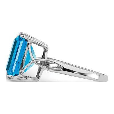 Sterling Silver Swiss Blue Topaz Octagon Ring – view 5