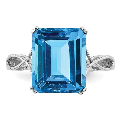 Sterling Silver Swiss Blue Topaz Octagon Ring – view 6