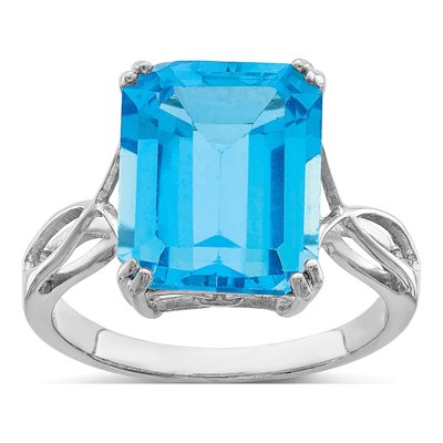 Sterling Silver Swiss Blue Topaz Octagon Ring