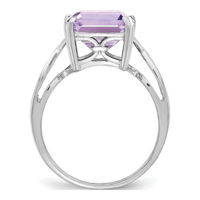 Sterling Silver Rose de France Amethyst Octagon Ring – view 3