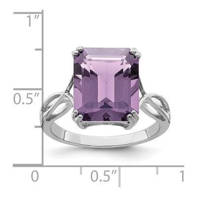 Sterling Silver Rose de France Amethyst Octagon Ring – view 4