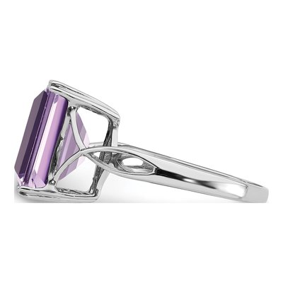 Sterling Silver Rose de France Amethyst Octagon Ring – view 5