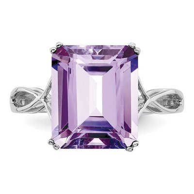 Sterling Silver Rose de France Amethyst Octagon Ring – view 6