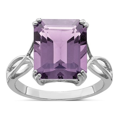 Sterling Silver Rose de France Amethyst Octagon Ring