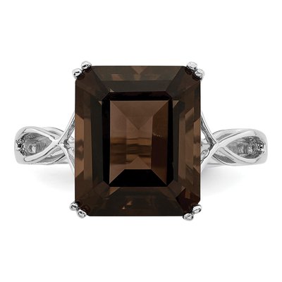 Sterling Silver Smoky Quartz Octagon Ring | 5.4 ct – view 6