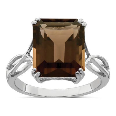 Sterling Silver Smoky Quartz Octagon Ring | 5.4 ct