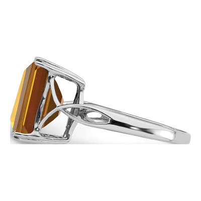 Sterling Silver Whiskey Quartz Whiskey Octagon Ring – view 5