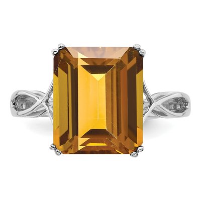 Sterling Silver Whiskey Quartz Whiskey Octagon Ring – view 6
