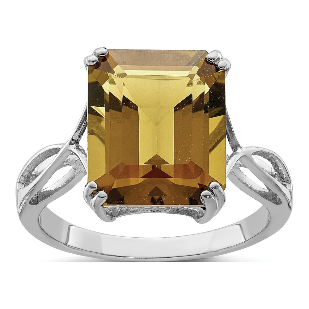 Sterling Silver Whiskey Quartz Whiskey Octagon Ring