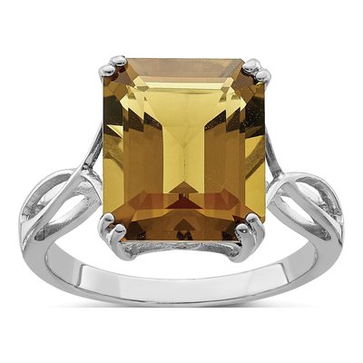 Sterling Silver Whiskey Quartz Whiskey Octagon Ring