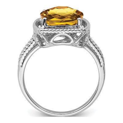 Sterling Silver Whiskey Quartz Whiskey Checker-Cut Ring – view 2