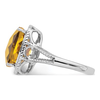 Sterling Silver Whiskey Quartz Whiskey Checker-Cut Ring – view 4