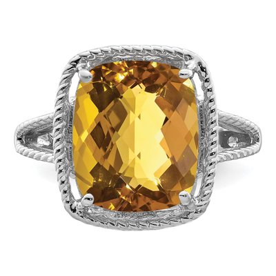 Sterling Silver Whiskey Quartz Whiskey Checker-Cut Ring – view 5