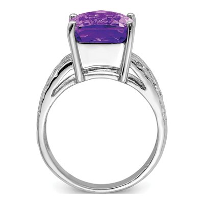 Sterling Silver Amethyst Checker-Cut Ring – view 2