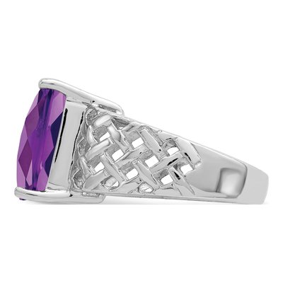 Sterling Silver Amethyst Checker-Cut Ring – view 3