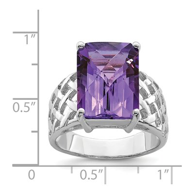 Sterling Silver Amethyst Checker-Cut Ring – view 4
