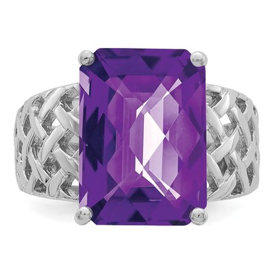 Sterling Silver Amethyst Checker-Cut Ring – view 5