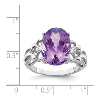 Sterling Silver Amethyst Oval Checker-Cut Ring – view 3
