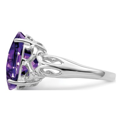 Sterling Silver Amethyst Oval Checker-Cut Ring – view 4