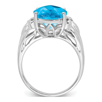 Sterling Silver Swiss Blue Topaz Oval Checker-Cut Ring – view 2