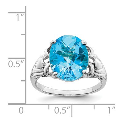 Sterling Silver Swiss Blue Topaz Oval Checker-Cut Ring – view 3