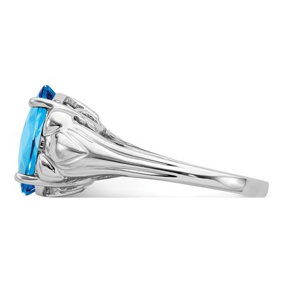 Sterling Silver Swiss Blue Topaz Oval Checker-Cut Ring – view 4