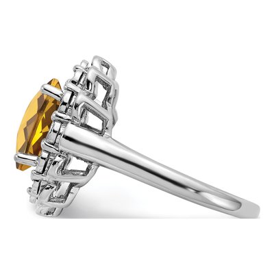 Sterling Silver 1/20 ct tw Whiskey Quartz & Diamond Whiskey Ring – view 3