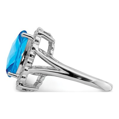 Sterling Silver 1/7 ct tw Swiss Blue Topaz & Diamond Ring – view 4