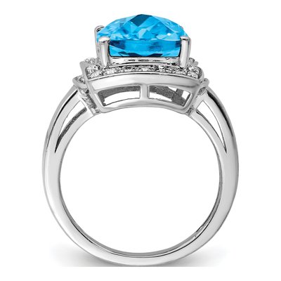 Sterling Silver 1/7 ct tw Swiss Blue Topaz & Diamond Ring – view 3