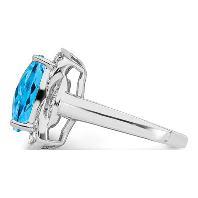 Sterling Silver 1/7 ct tw Swiss Blue Topaz & Diamond Ring – view 4