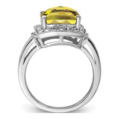 Sterling Silver 1/7 ct tw Lemon Quartz & Diamond Lemon Ring – view 3