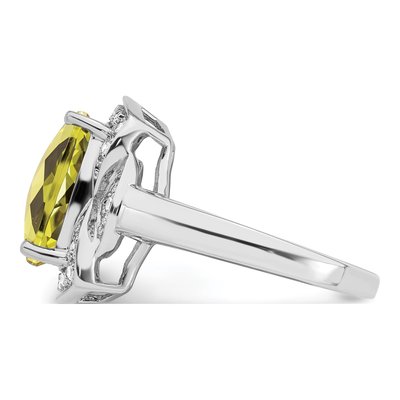 Sterling Silver 1/7 ct tw Lemon Quartz & Diamond Lemon Ring – view 4
