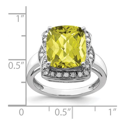 Sterling Silver 1/7 ct tw Lemon Quartz & Diamond Lemon Ring – view 5