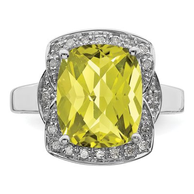 Sterling Silver 1/7 ct tw Lemon Quartz & Diamond Lemon Ring – view 6