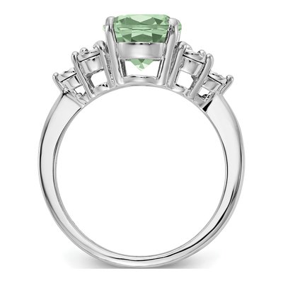 Sterling Silver Green Quartz & Diamond Ring – view 2