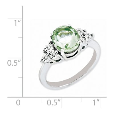 Sterling Silver Green Quartz & Diamond Ring – view 3